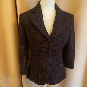 Tuleh Black/Purple Tweed 3/4 Sleeve Blazer/Jacket Size 10